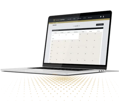 Ein Aufgeklappter Laptop mit der Benutzeroberfläche der ArtWay Systems Software.